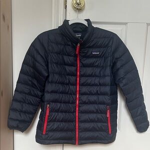 Patagonia Kids Navy Puffer Jacket with Red Accents